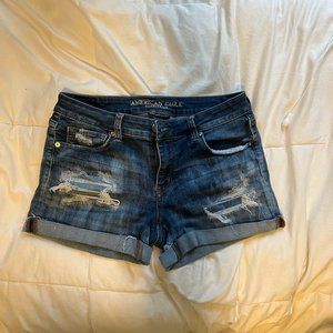 American Eagle Super Super Stretch Dark Wash Ripped Jean Short SIZE 10